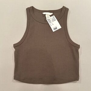 H&M Brown Ribbed Crop Top